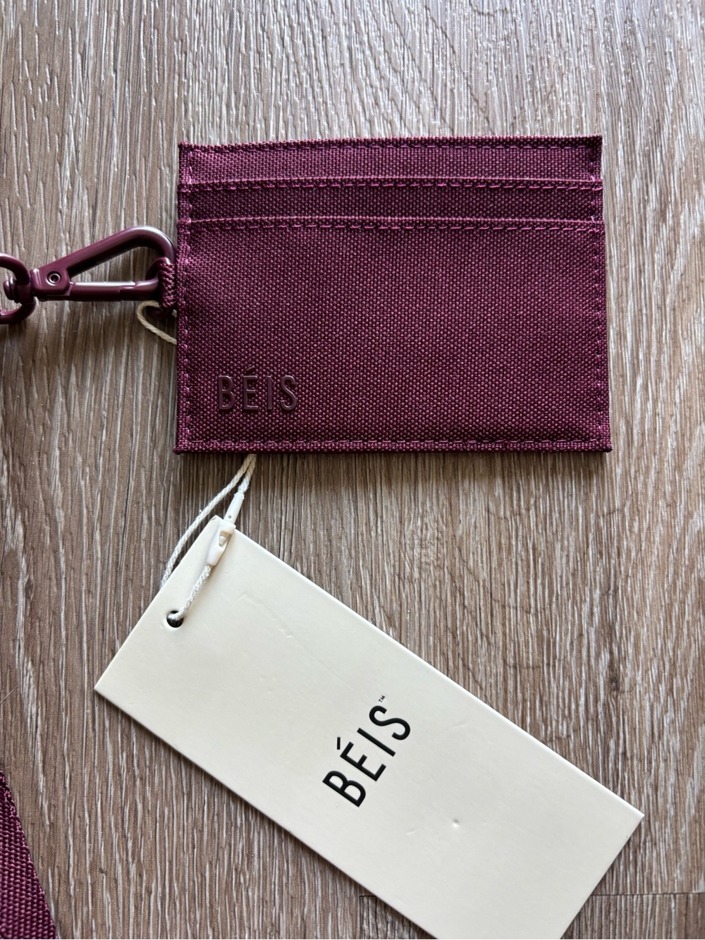 BEIS Burgundy Card Holder with Matching Lanyard